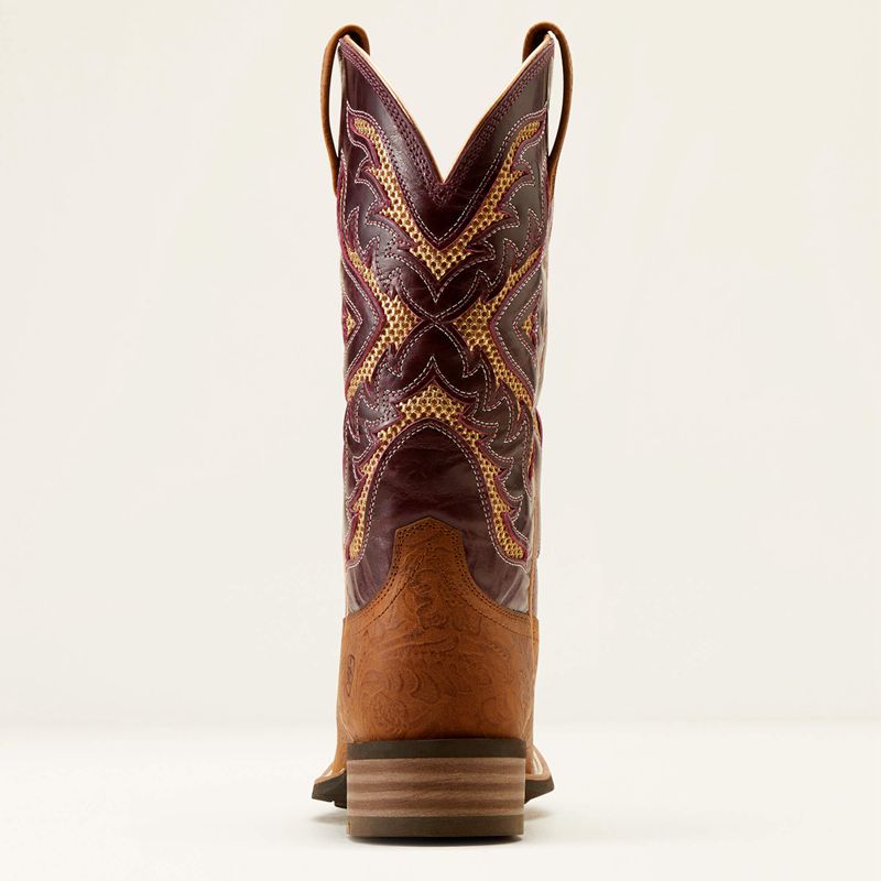 Ariat San Angelo Venttek 360 Western Boot Tooled Toasted Almond/Aged Merlot Femme | NRK-24328408