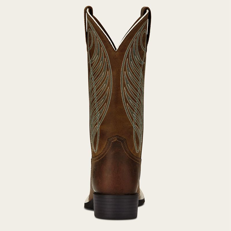 Ariat Round Up Wide Square Toe Western Boot Marron Femme | AME-39354896