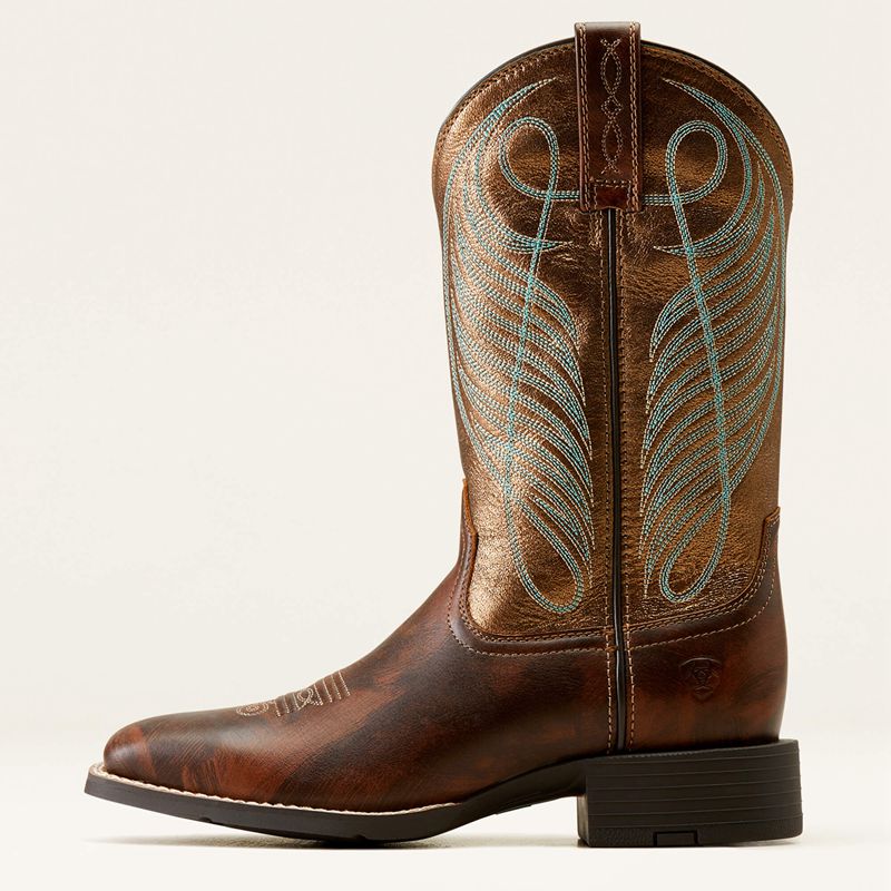 Ariat Round Up Wide Square Toe Western Boot Marron Femme | VPQ-93503056