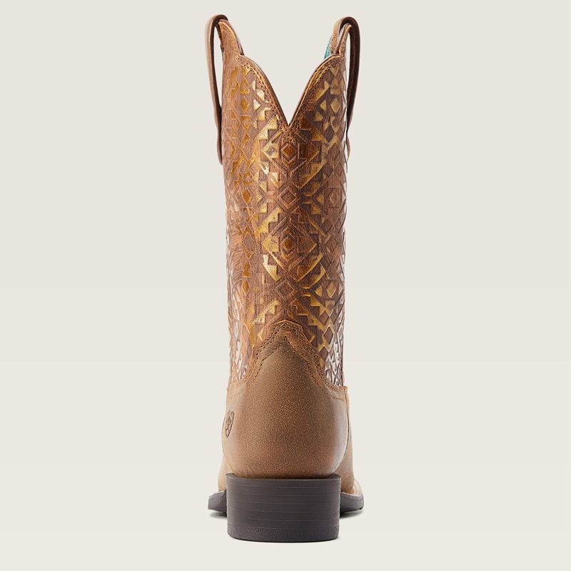 Ariat Round Up Wide Square Toe Western Boot Marron Femme | DGX-05237137