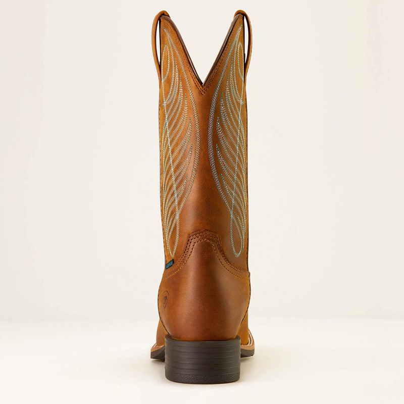 Ariat Round Up Wide Square Toe Waterproof Western Boot Marron Femme | XQG-05486017