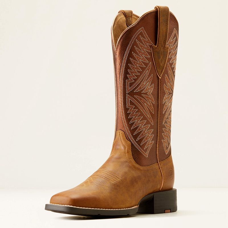 Ariat Round Up Ruidoso Western Boot Pearl/Burnished Chestnut Femme | HMD-67859382