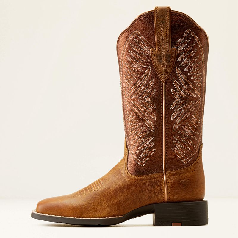 Ariat Round Up Ruidoso Western Boot Pearl/Burnished Chestnut Femme | HMD-67859382