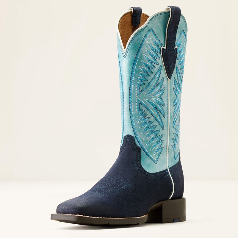 Ariat Round Up Ruidoso Western Boot Bleu Femme | HUU-12820599