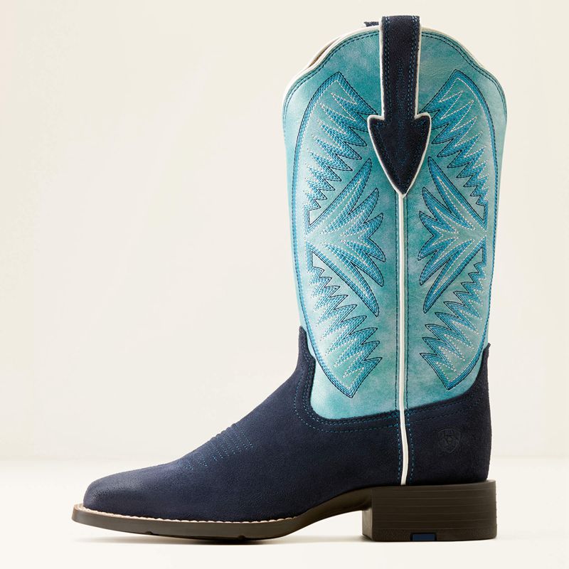 Ariat Round Up Ruidoso Western Boot Bleu Femme | HUU-12820599