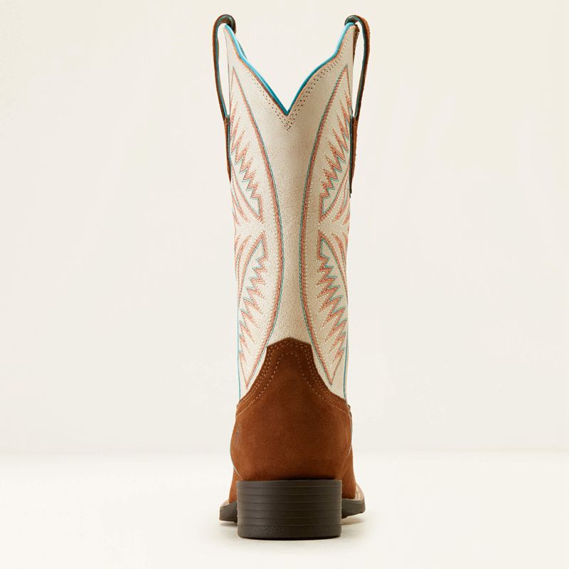 Ariat Round Up Ruidoso Western Boot Cedar Roughout/Matte Pearl Suede Femme | COZ-98517919