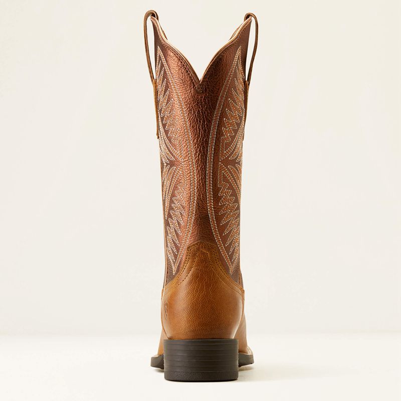 Ariat Round Up Ruidoso Western Boot Pearl/Burnished Chestnut Femme | HMD-67859382