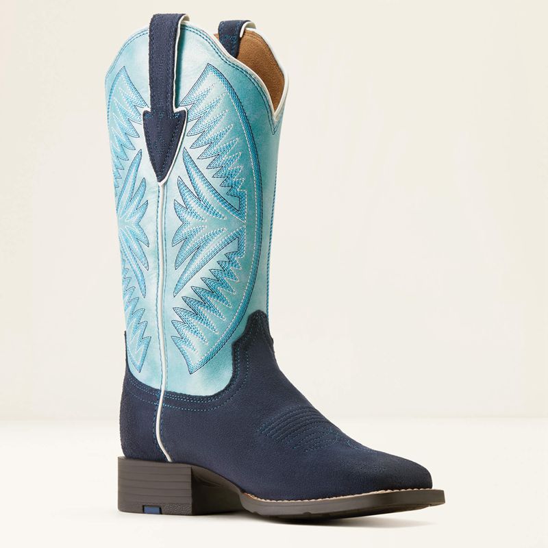 Ariat Round Up Ruidoso Western Boot Bleu Femme | HUU-12820599