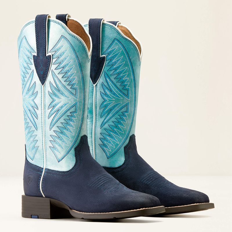 Ariat Round Up Ruidoso Western Boot Bleu Femme | HUU-12820599