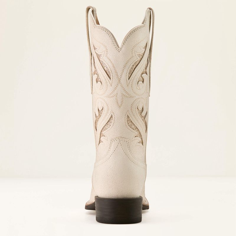 Ariat Round Up Bliss Western Boot Distressed Ivory Femme | QKX-01469259