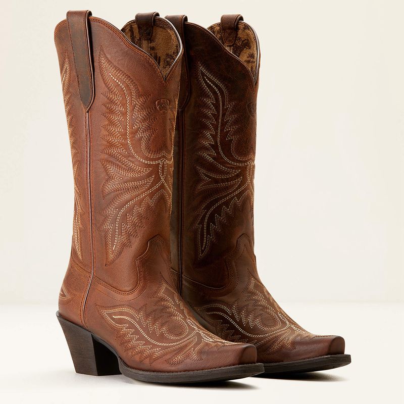 Ariat Round Up Collins Western Boot Rafter Tan Femme | RMY-99153812