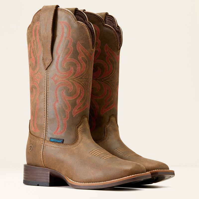 Ariat Primera Stretchfit Waterproof Western Boot Pebble Femme | FMJ-06829714