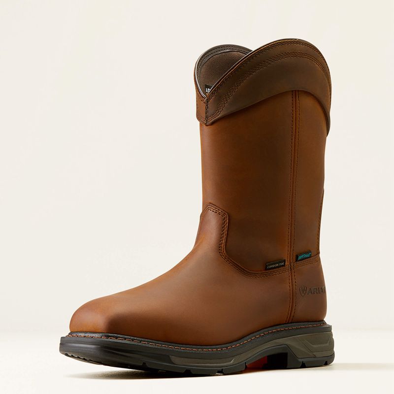 Ariat Workhog Xt Wellington Waterproof Carbon Toe Work Boot Marron Homme | TXG-09071219