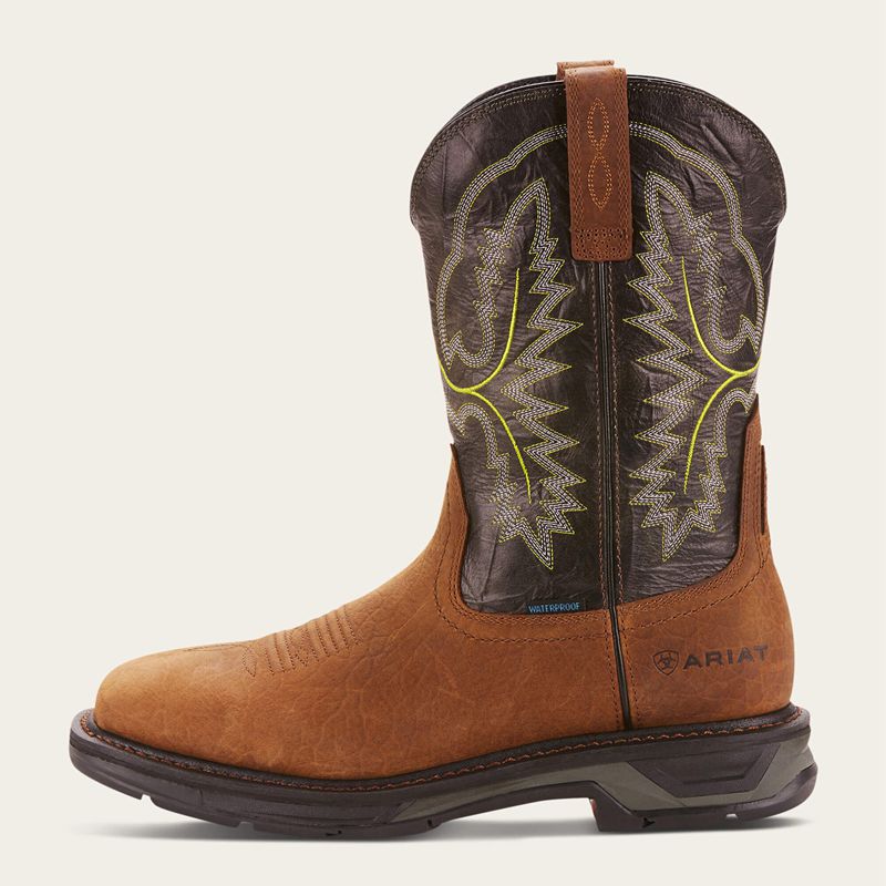 Ariat Workhog Xt Waterproof Work Boot Tumbled Bark Homme | PVT-63611546