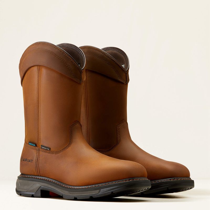 Ariat Workhog Xt Wellington Waterproof Carbon Toe Work Boot Marron Homme | TXG-09071219