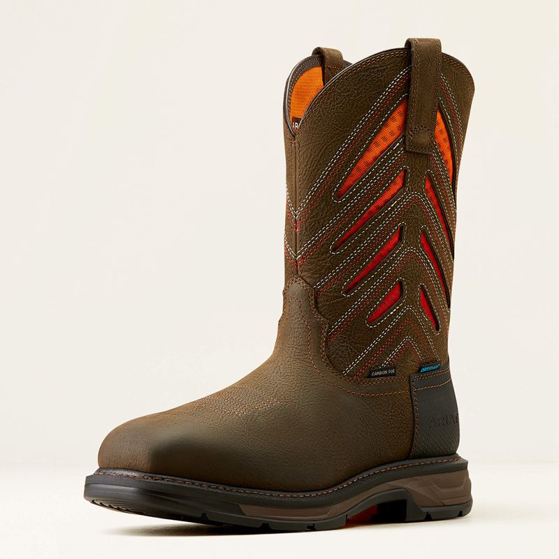 Ariat Workhog Xt Venttek Waterproof Carbon Toe Work Boot Iron Coffee/Sunset Homme | HXZ-77955541