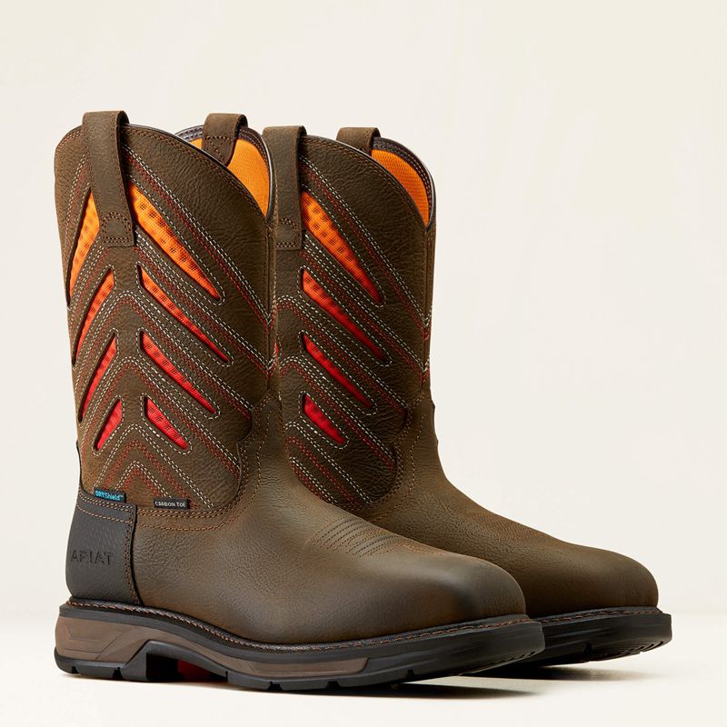 Ariat Workhog Xt Venttek Waterproof Carbon Toe Work Boot Iron Coffee/Sunset Homme | HXZ-77955541