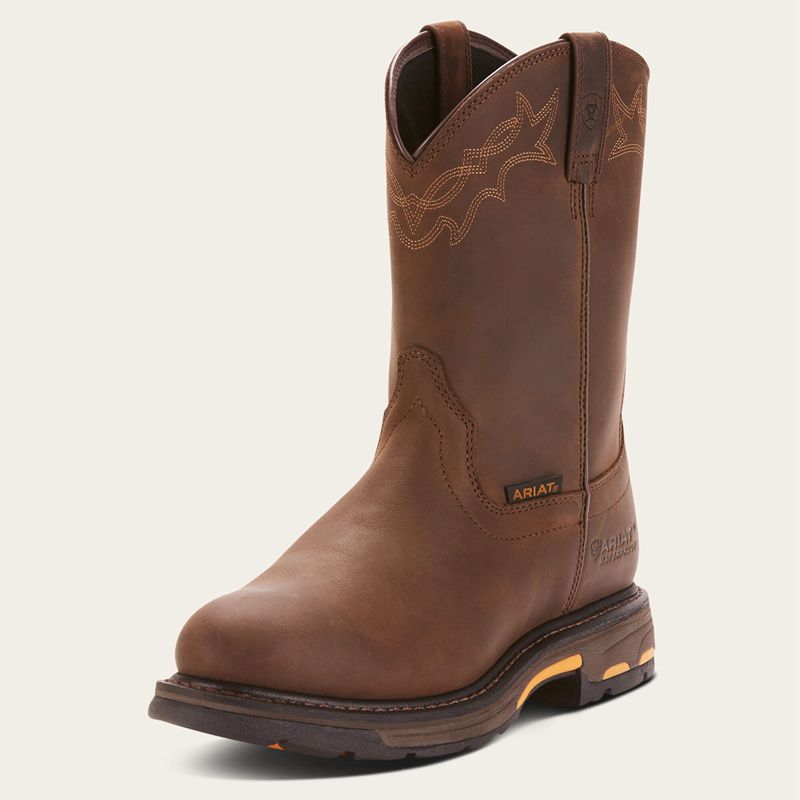 Ariat Workhog Waterproof Work Boot Marron Homme | ATD-15529364