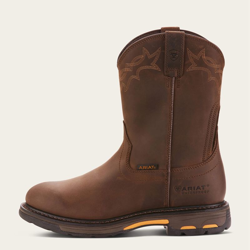 Ariat Workhog Waterproof Work Boot Marron Homme | ATD-15529364