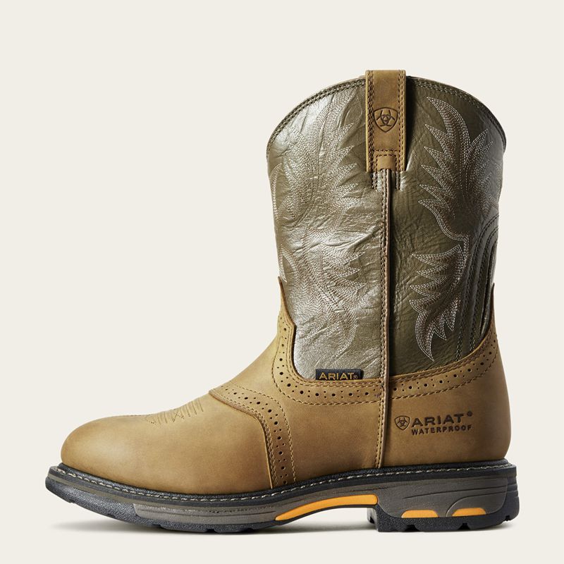 Ariat Workhog Waterproof Work Boot Aged Bark Homme | GQT-20813973