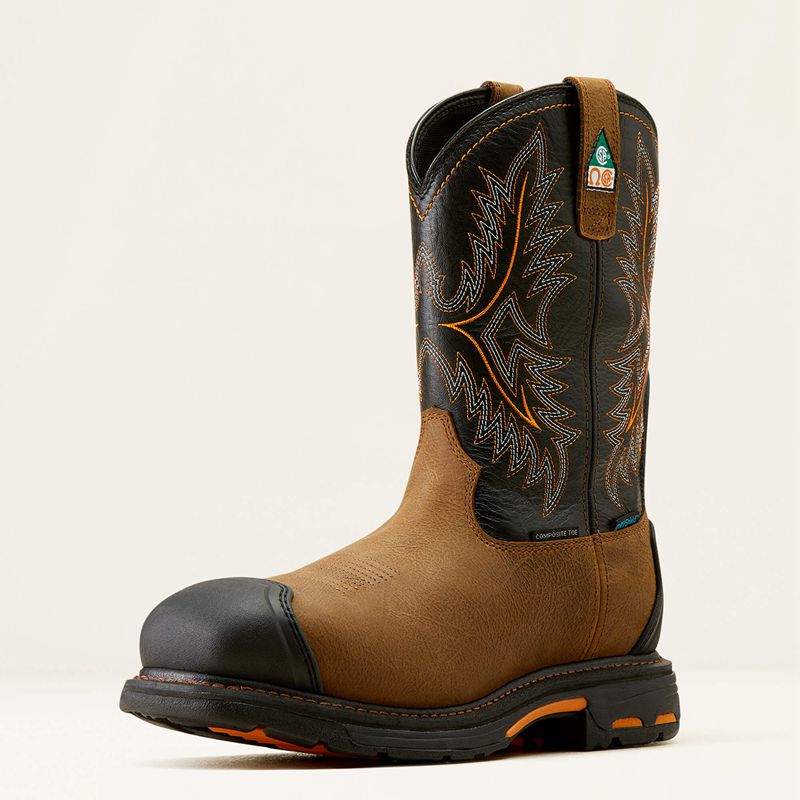 Ariat Workhog Csa Xtr Waterproof Composite Toe Work Boot Rye Brown/Black Homme | LVT-89464363