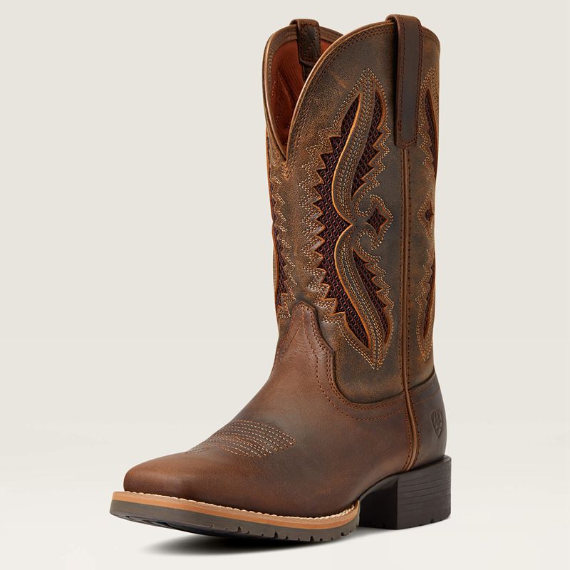 Ariat Hybrid Rancher Venttek 360° Western Boot Distressed Tan/ Truffle Femme | DFT-12807361