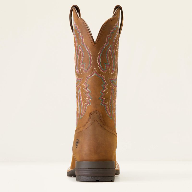 Ariat Hybrid Ranchwork Western Boot Distressed Tan Femme | ENT-26222840