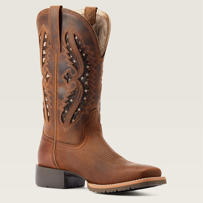 Ariat Hybrid Rancher Venttek 360° Western Boot Distressed Tan Femme | LAK-69527480