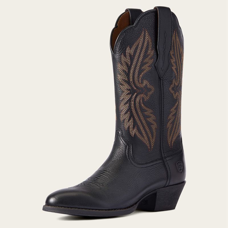 Ariat Heritage R Toe Stretchfit Western Boot Noir Femme | APV-17334070