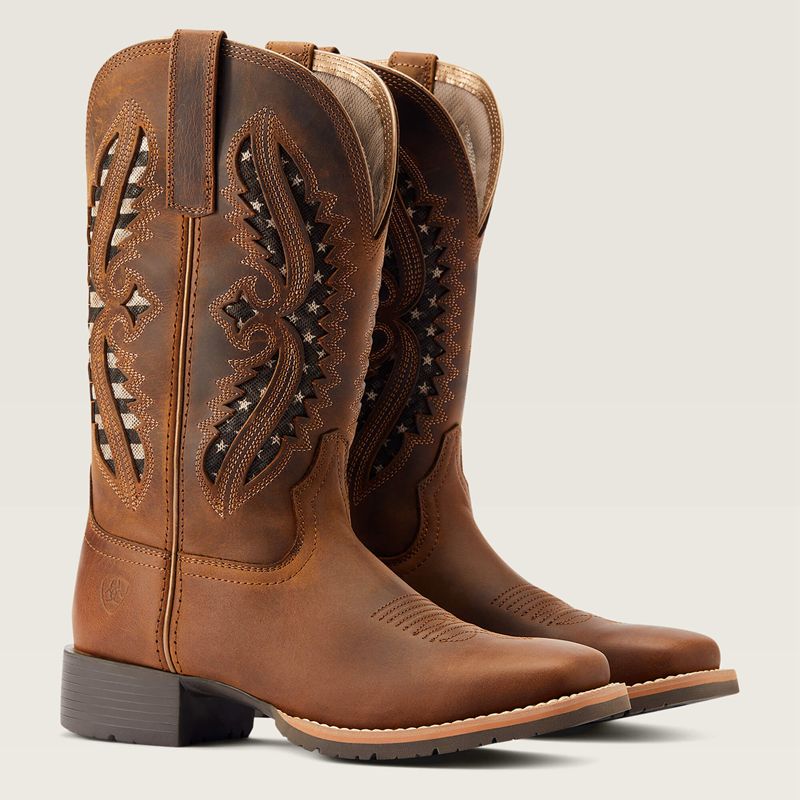 Ariat Hybrid Rancher Venttek 360° Western Boot Distressed Tan Femme | LAK-69527480