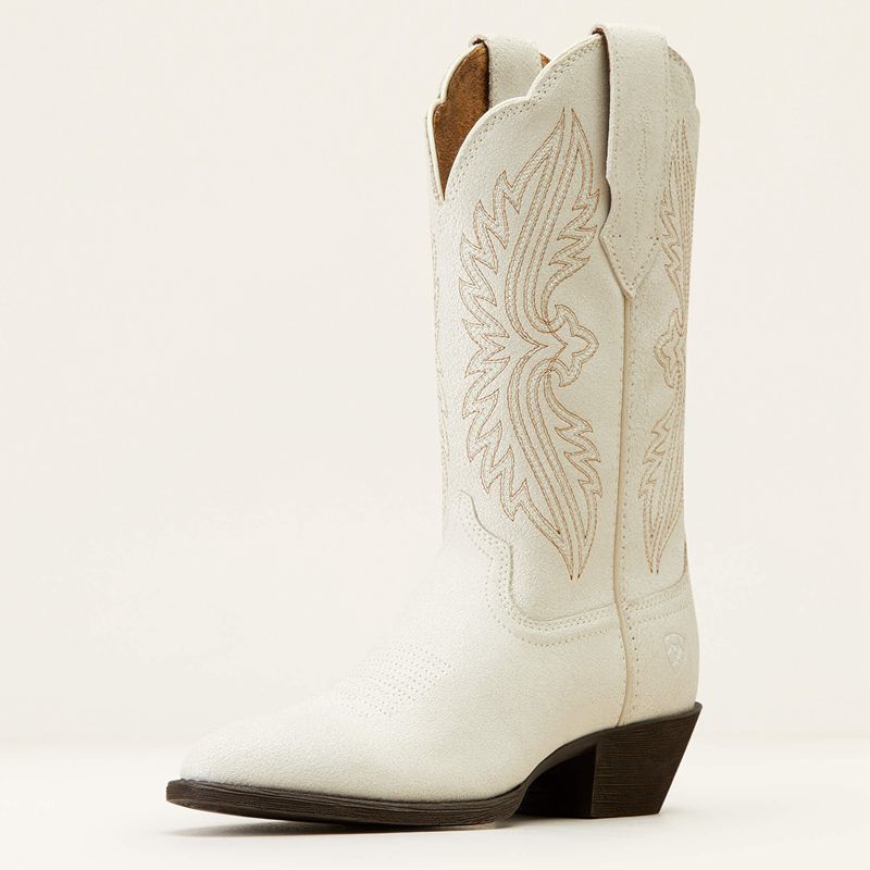 Ariat Heritage R Toe Stretchfit Western Boot Distressed Ivory Femme | TLC-62904792