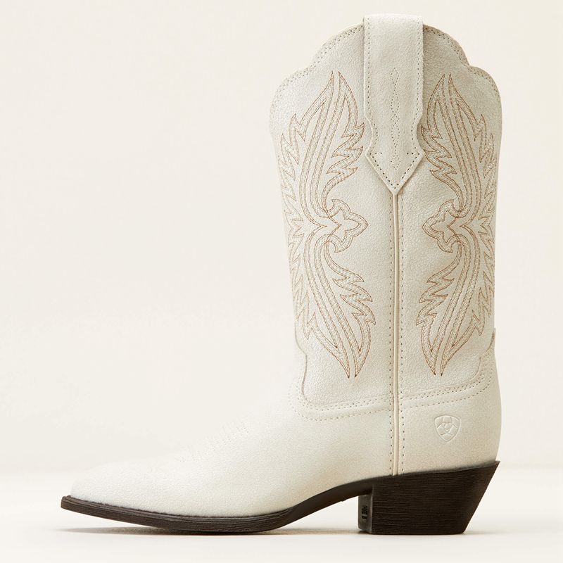 Ariat Heritage R Toe Stretchfit Western Boot Distressed Ivory Femme | TLC-62904792