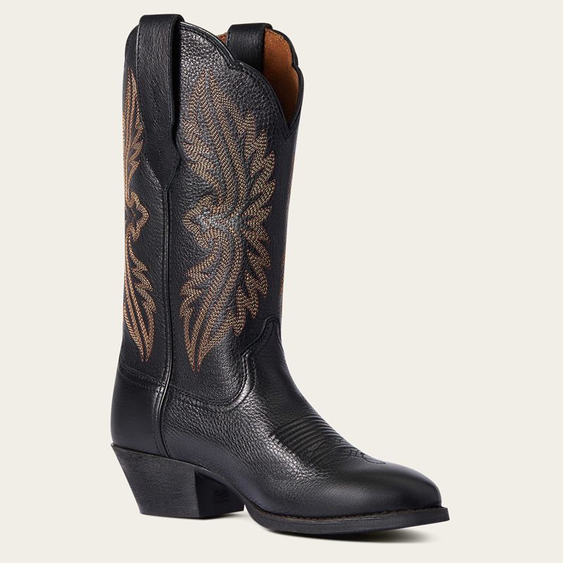 Ariat Heritage R Toe Stretchfit Western Boot Noir Femme | APV-17334070