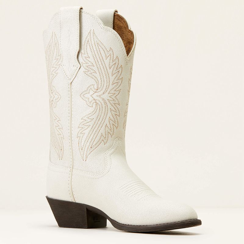 Ariat Heritage R Toe Stretchfit Western Boot Distressed Ivory Femme | TLC-62904792