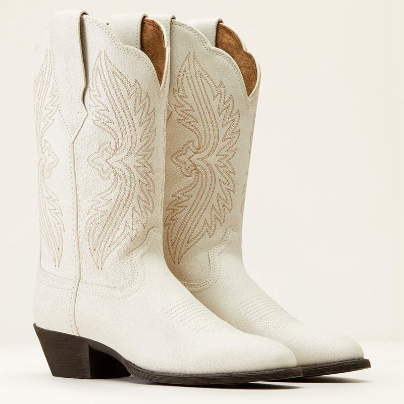 Ariat Heritage R Toe Stretchfit Western Boot Distressed Ivory Femme | TLC-62904792