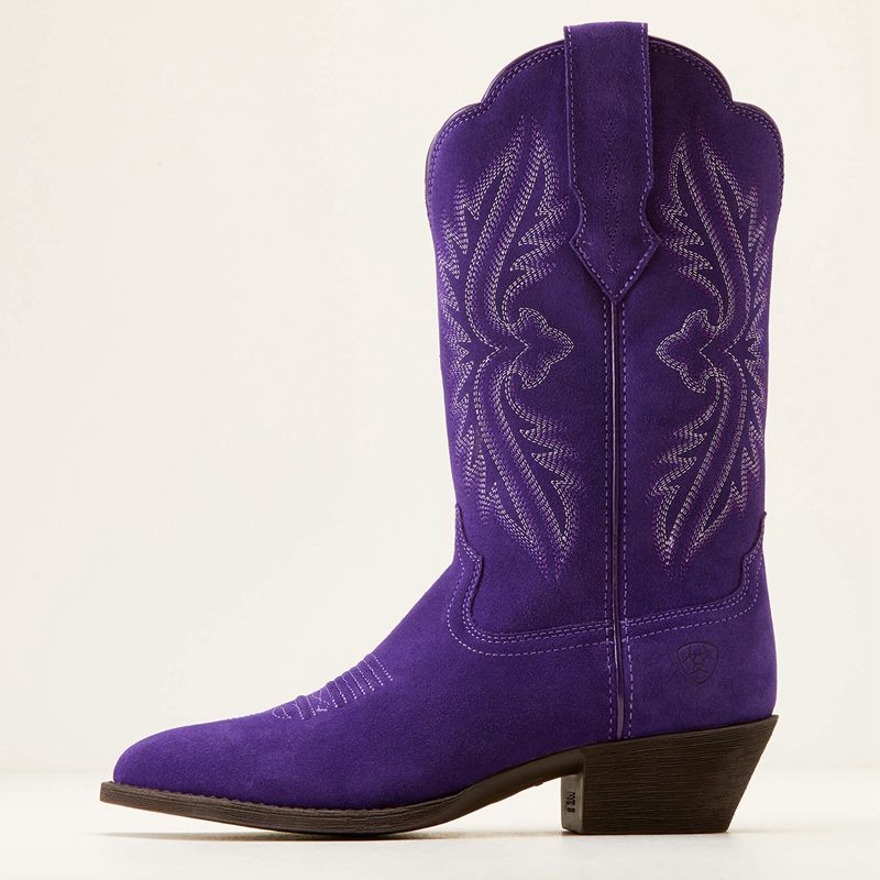 Ariat Heritage R Toe Stretchfit Western Boot Violet Suede Femme | QGN-99515290