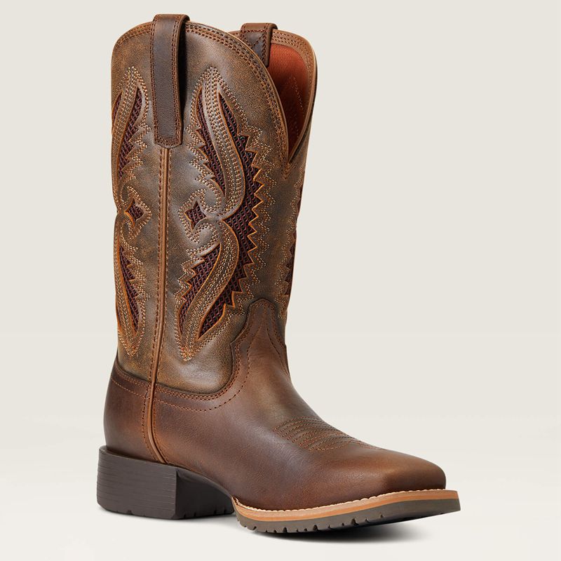 Ariat Hybrid Rancher Venttek 360° Western Boot Distressed Tan/ Truffle Femme | DFT-12807361