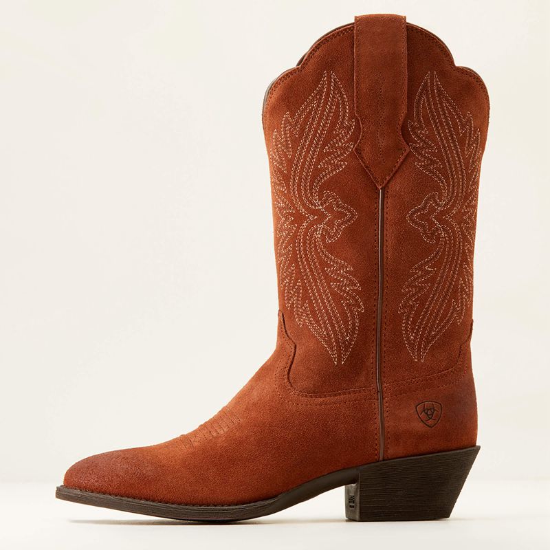 Ariat Heritage R Toe Stretchfit Western Boot Amber Suede Femme | OZQ-91732452