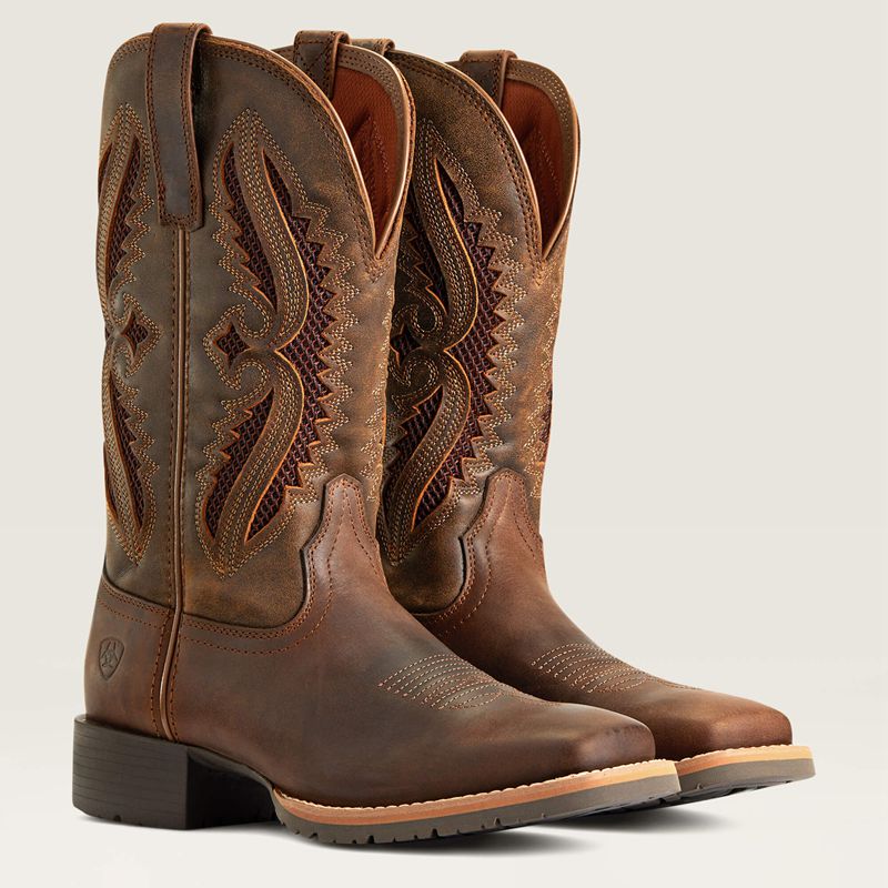 Ariat Hybrid Rancher Venttek 360° Western Boot Distressed Tan/ Truffle Femme | DFT-12807361