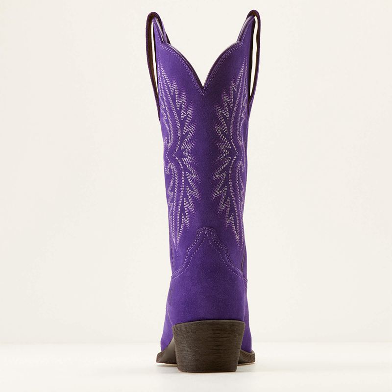 Ariat Heritage R Toe Stretchfit Western Boot Violet Suede Femme | QGN-99515290