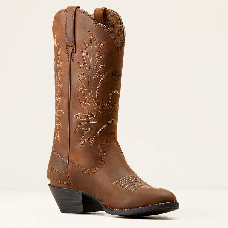 Ariat Heritage R Toe Ez Zip Western Boot Marron Femme | HMT-50742276