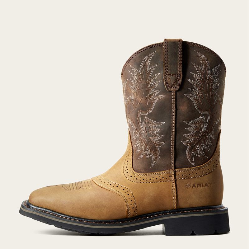 Ariat Sierra Wide Square Toe Work Boot Aged Bark Homme | YJK-57177184