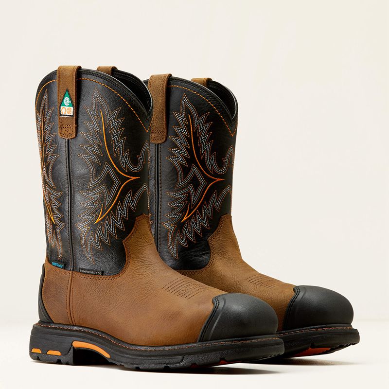 Ariat Workhog Csa Xtr Waterproof Composite Toe Work Boot Rye Brown/Black Homme | LVT-89464363