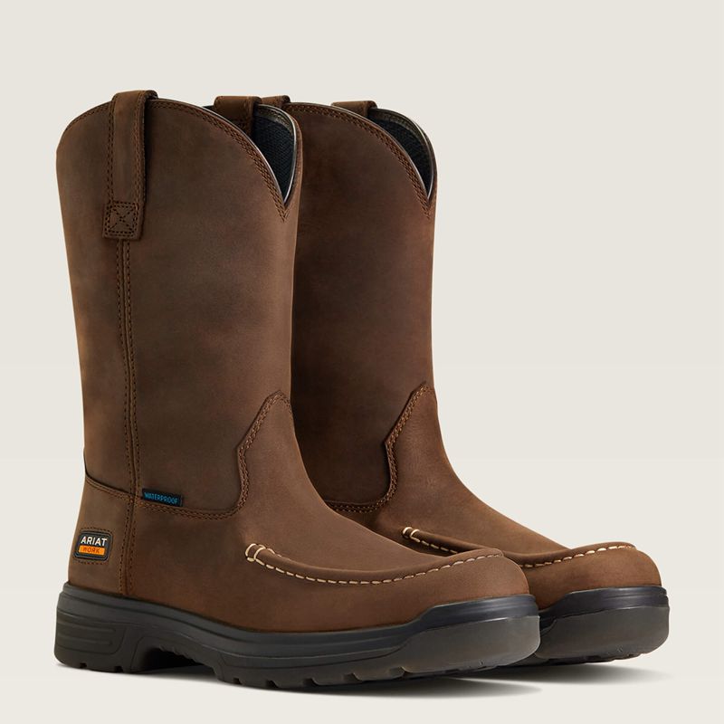 Ariat Turbo Moc Toe Waterproof Work Boot Mocha Homme | KON-44844753