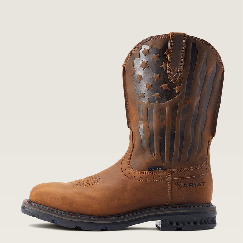 Ariat Sierra Shock Shield Patriot Steel Toe Work Boot Marron Homme | GYY-96314187