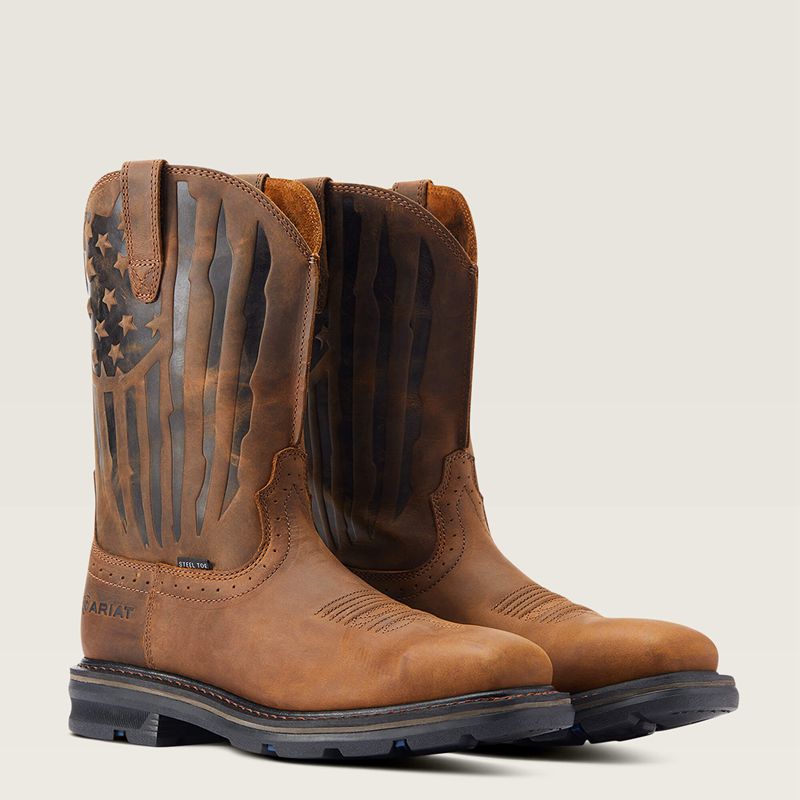 Ariat Sierra Shock Shield Patriot Steel Toe Work Boot Marron Homme | GYY-96314187