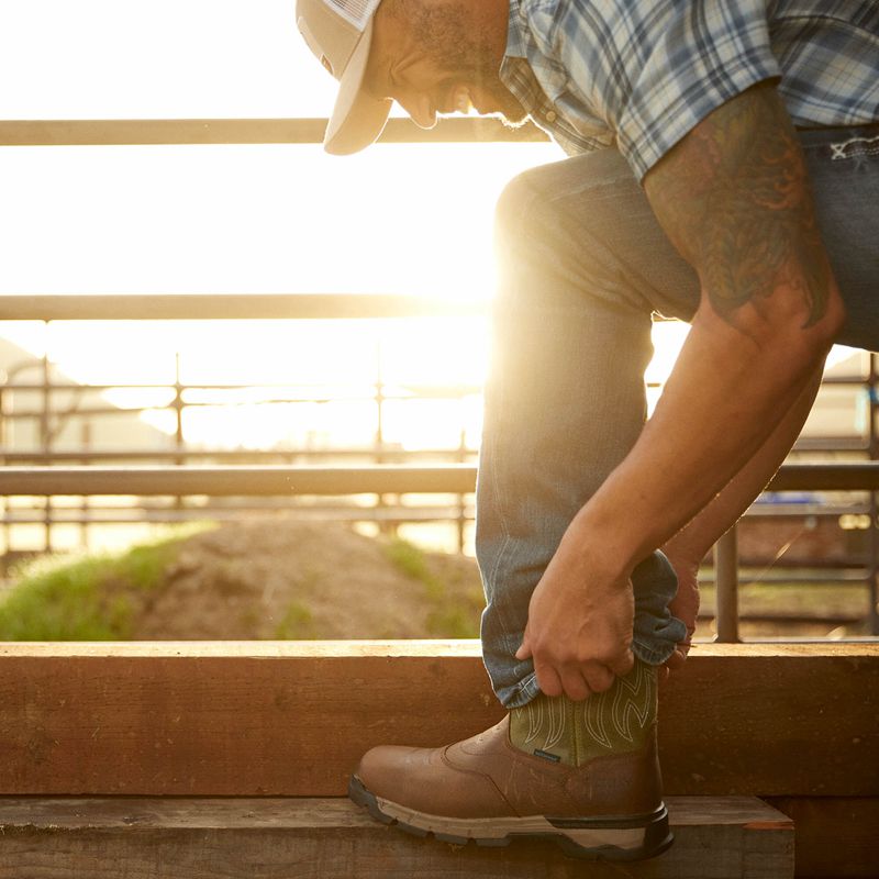 Ariat Rebar Flex Western Waterproof Work Boot Marron Homme | TGI-80376595