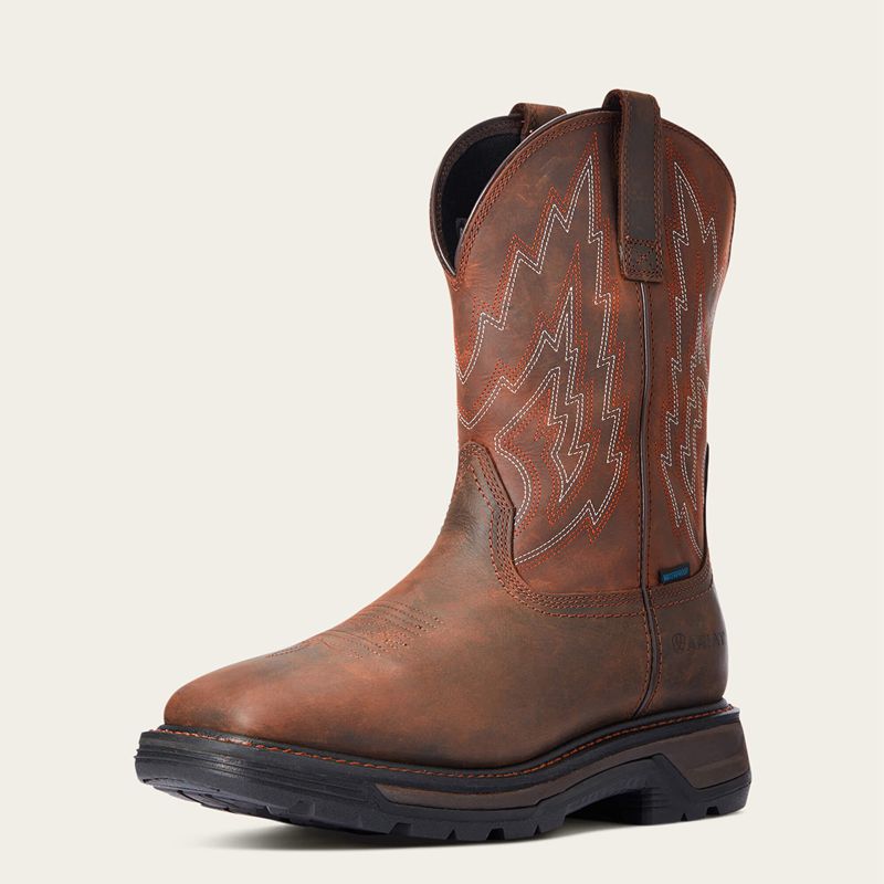 Ariat Big Rig Waterproof Work Boot Marron Foncé Homme | MWH-73080877