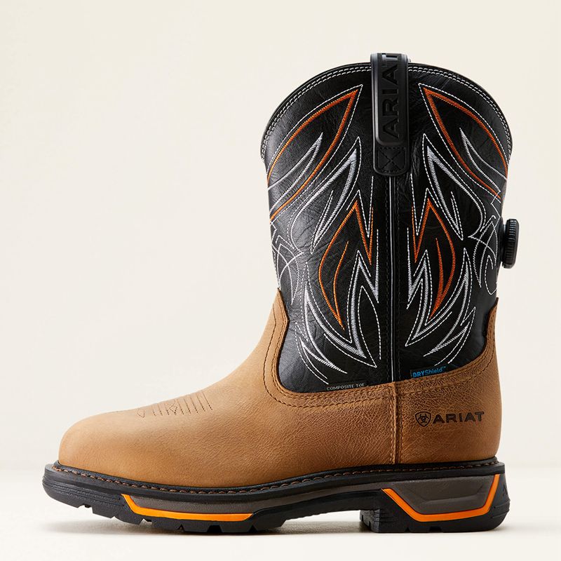 Ariat Big Rig Boa Waterproof Composite Toe Work Boot Natural Tan/Black Homme | NKS-43352894