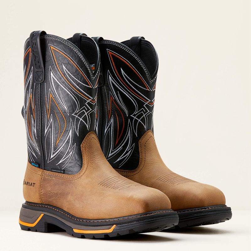 Ariat Big Rig Boa Waterproof Composite Toe Work Boot Natural Tan/Black Homme | NKS-43352894